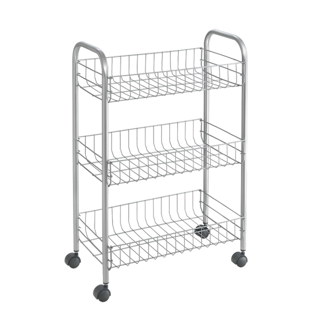 Metaltex Allzweckwagen 3-Etagen, Silber, Edelstahloptik 41 x 23 x 63 cm, Silber