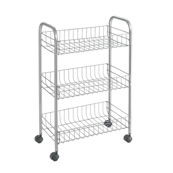 Metaltex Allzweckwagen 3-Etagen, Silber, Edelstahloptik 41 x 23 x 63 cm, Silber