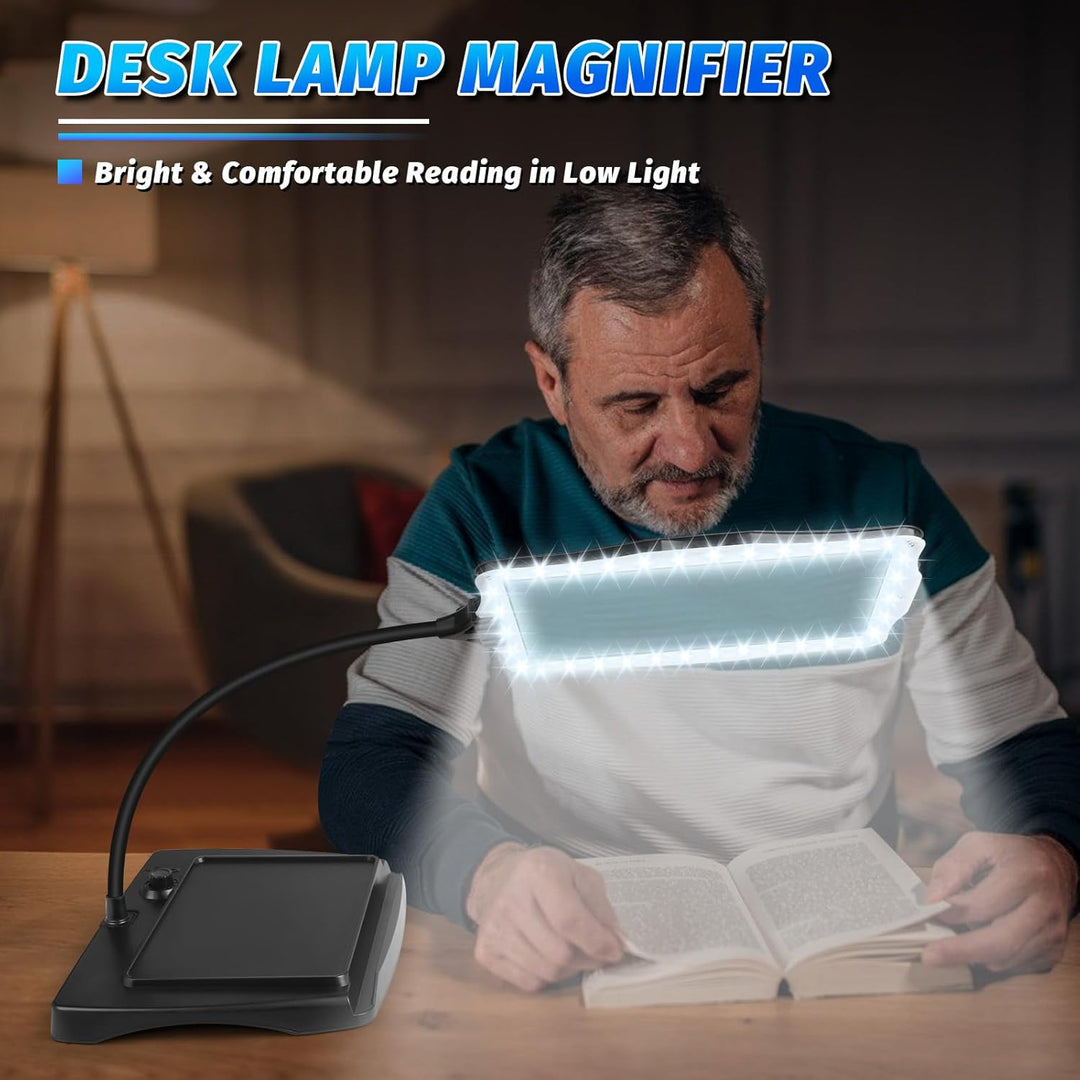 NZQXJXZ 10X Wiederaufladbare Lupe mit Licht und Ständer, 50 LED Flexible Schwanenhals Lupenleuchte,