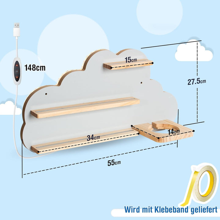 Todeco Tonie-Regal für Toniebox Hörfiguren, mit LED-Lichtleiste, Magnetische Aufbewahrung für 15-20