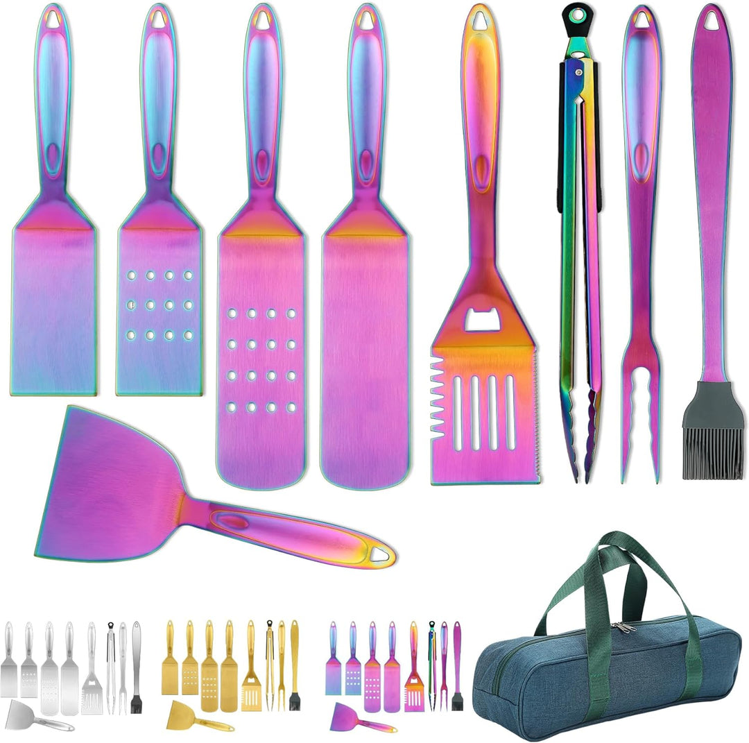 Kyraton Regenbogen Grill Zubehör Kit teilig, Grill Zubehör Set, Titan Bunte Beschichtung Edelstahl m