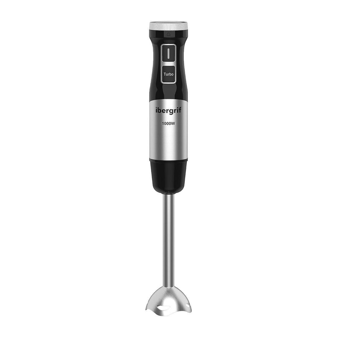 Ibergrif Stabmixer 1000W Edelstahl mit stufenloser Geschwindigkeitsregelung und Turbo Taste, Elektri