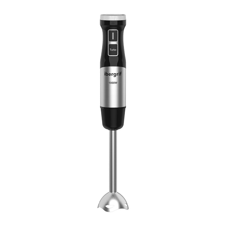Ibergrif Stabmixer 1000W Edelstahl mit stufenloser Geschwindigkeitsregelung und Turbo Taste, Elektri