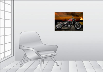 Premium Textil-Leinwand 75 x 50 cm Quer-Format Harley-Davidson Fat Boy Softail Bobber | Wandbild, HD