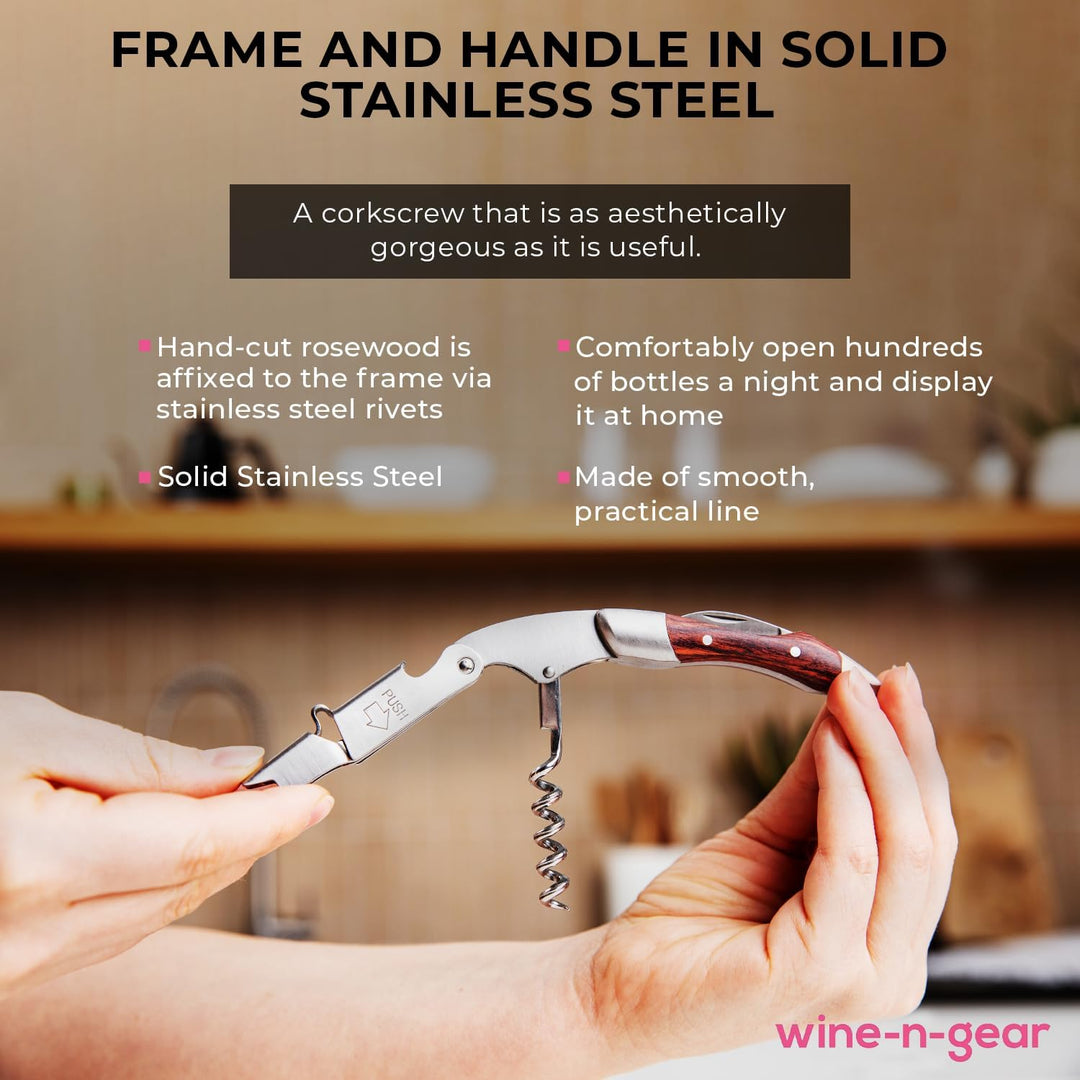 werpower Prestige Rosewood by Coutale Sommelier - The French Patented Spring-Loaded Double Lever Wai