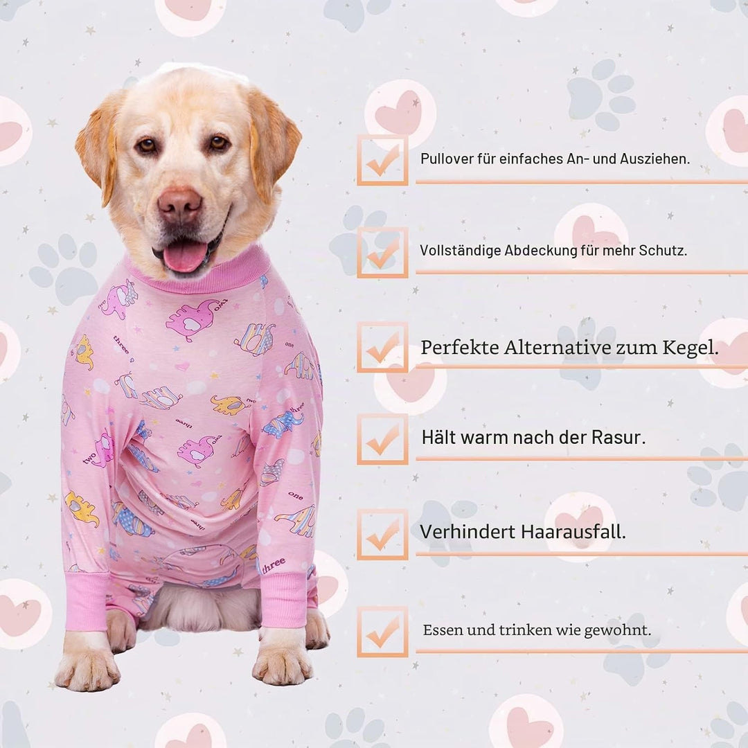 Yeapeeto Einteiler für Hunde, zur Erholung, für grosse und mittelgrosse Hunde, Schlafanzug, Ganzkörp
