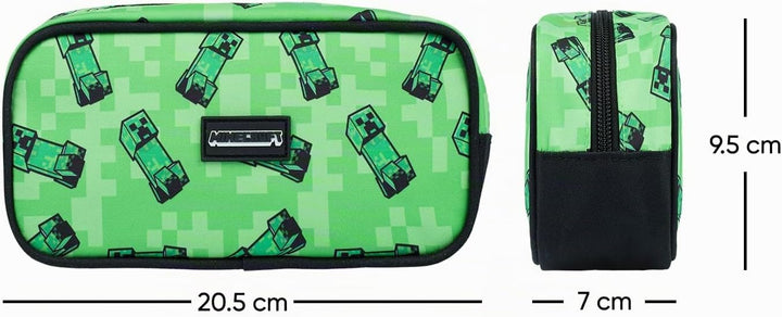 Baagl Minecraft Federmäppchen und Turnbeutel Set 2 Teilig für Jungen und Mädchen, Schule Mäppchen, G