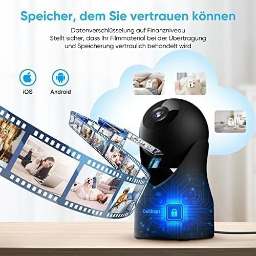 owltron Überwachungskamera innen, Babyphone mit Kamera und app, 360°WLAN IP Kamera mit Bewegungserke