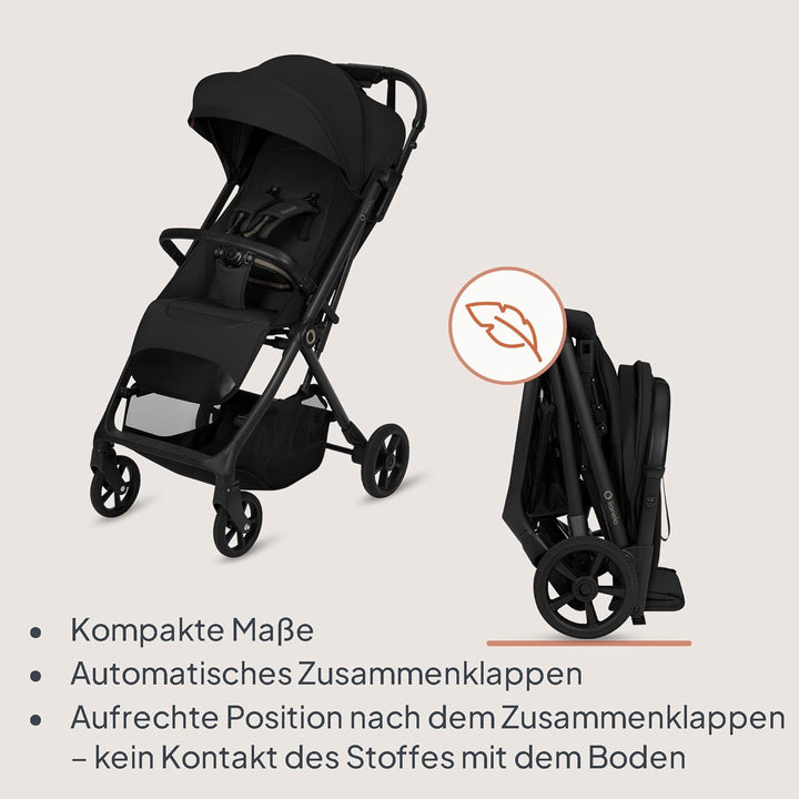 Lionelo Tansi Reisebuggy bis 22 kg, 6 Monate–4 Jahre, Kompakt Faltbar mit Einhand Auto Folding, Grav
