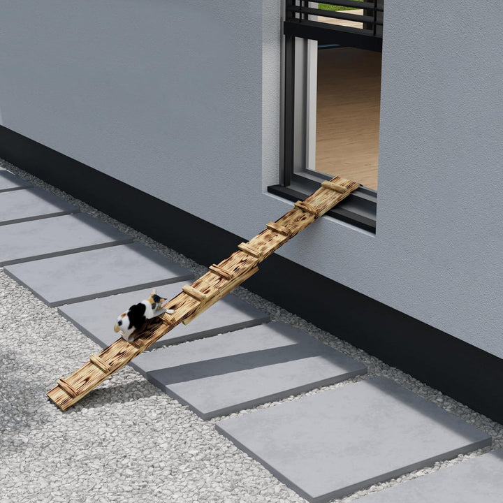 Katzenleiter Katzentreppe Geflammt Katzenstufe für Balkon Fenster mit Metallhaken 1m - 6m (Länge 1 m