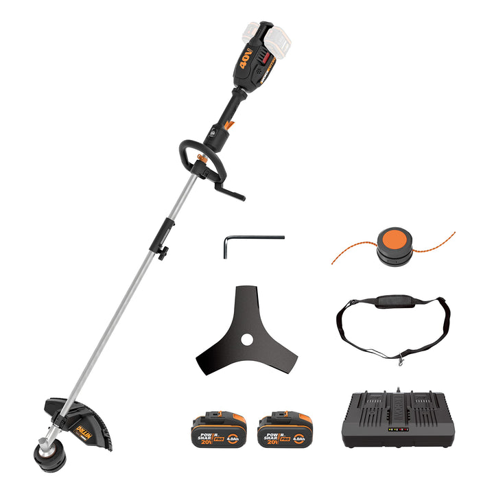 WORX Nitro WG186E.1 Akku Rasentrimmer & Freischneider 40V (2x20V) - leistungsstarker bürstenloser Mo