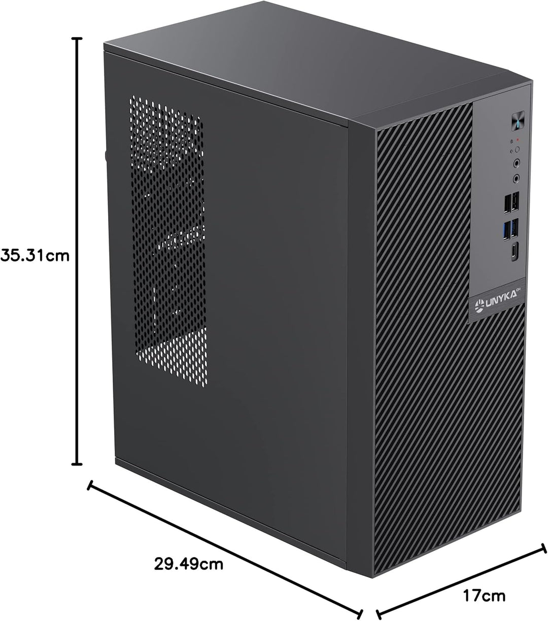 UNYKAch Micro ATX Computergehäuse NUMEN 500 Pro Type C, 17 Liter mit 5 USB-Anschlüssen, kompatibel m