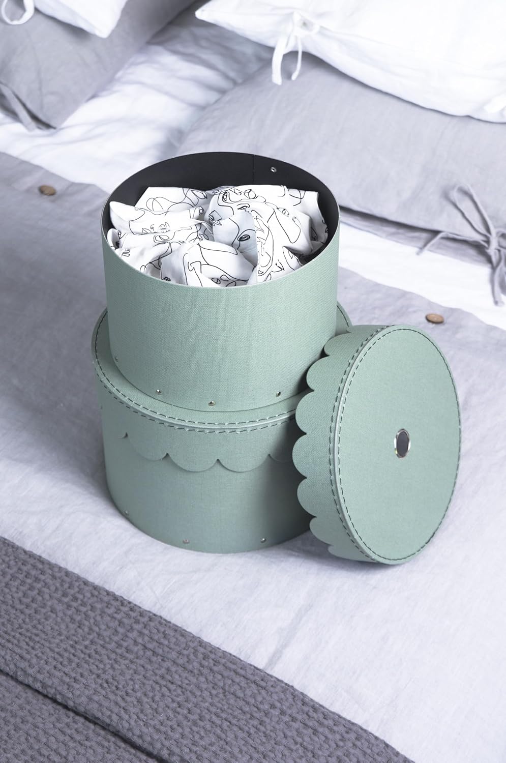 BIGSO WILMA 2er-Set runde Aufbewahrungsbox mit Deckel – Ordnungsbox mit Deckel für Kleidung, Spielze