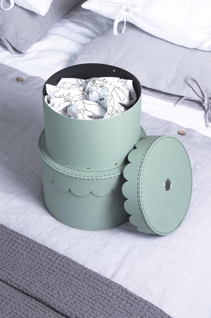 BIGSO WILMA 2er-Set runde Aufbewahrungsbox mit Deckel – Ordnungsbox mit Deckel für Kleidung, Spielze