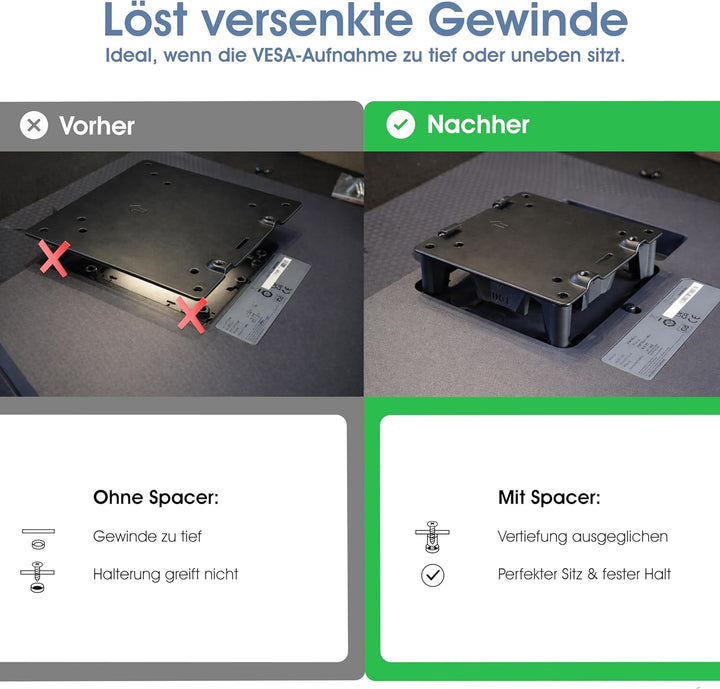 3IDEE Universeller VESA Distanzhalter, Abstandshalter, Spacer - 30mm Distanz - Monitor Halterung Ada