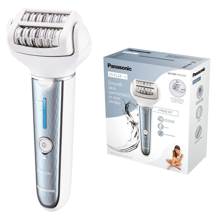 Panasonic Epilierer ES-EL2A-A503, Epiliergerät Damen, Wet & Dry, mit Licht (LED), erweiterbares Zube