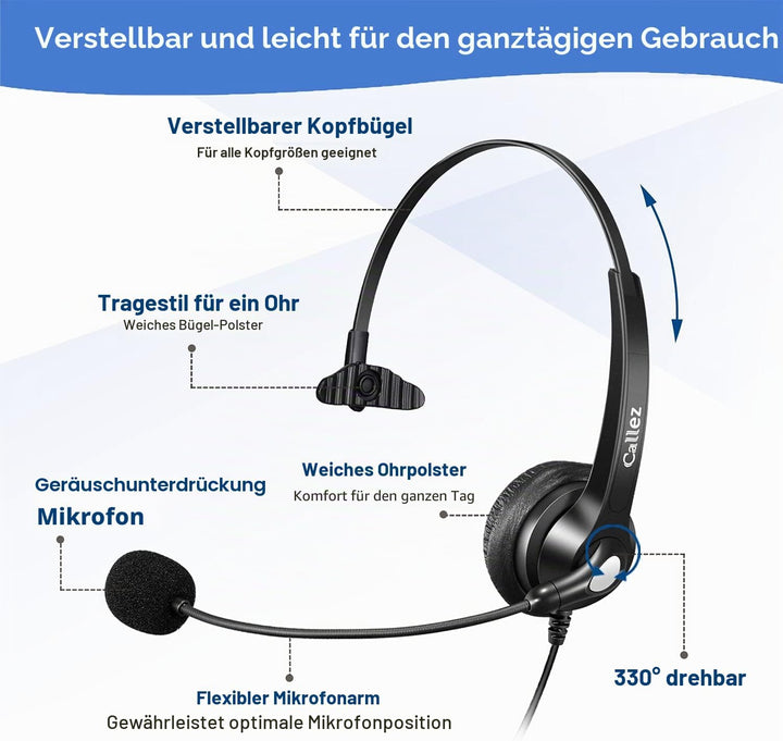 USB Headset PC mit Mikrofon Noise Cancelling &amp; Lautstärkeregler, PC Kopfhörer für Laptop Skype UC Ly