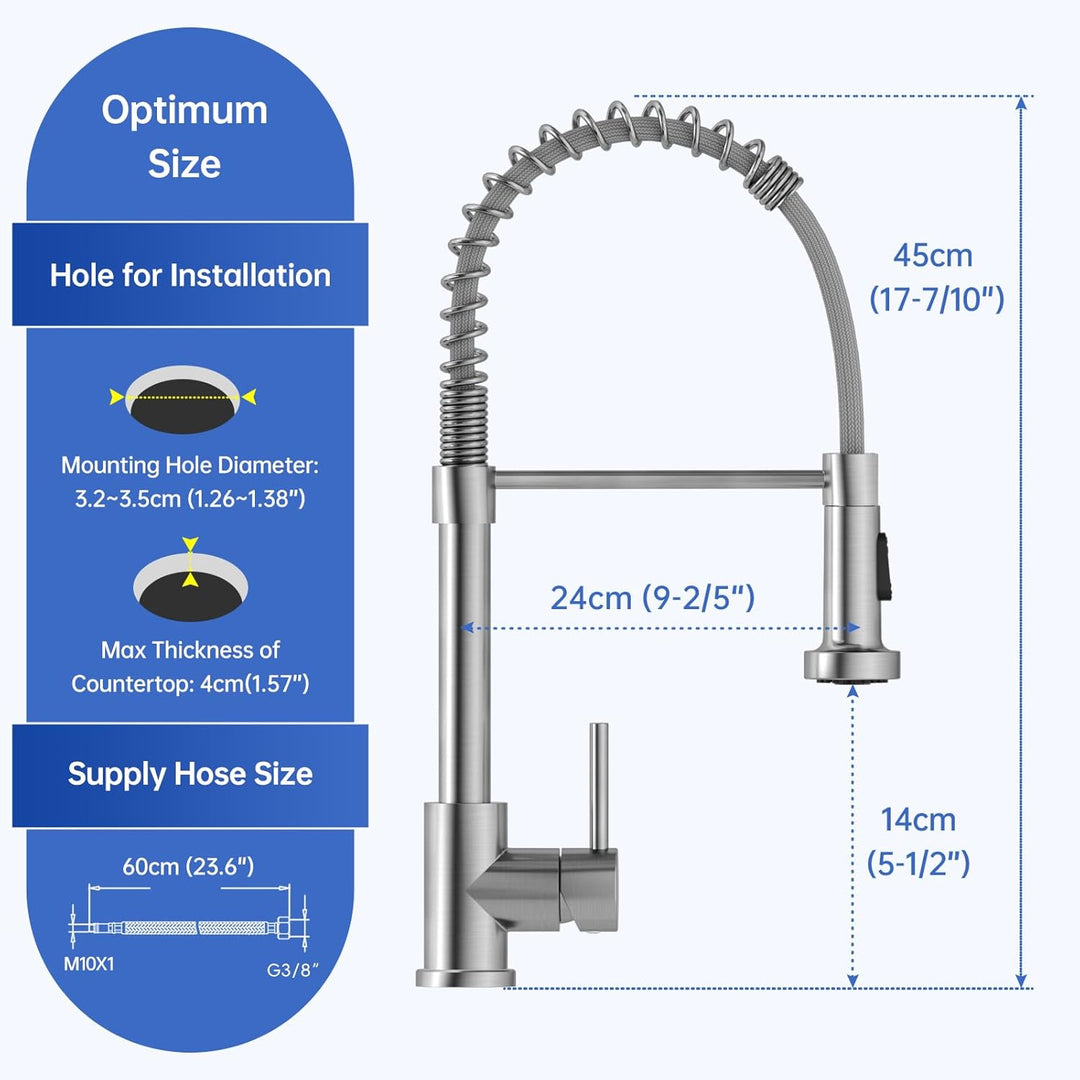 APPASO Wasserhahn, Küchenarmatur Hochdruck mit Herunterziehen Brause, Mischbatterie Küche mit 2 Stra