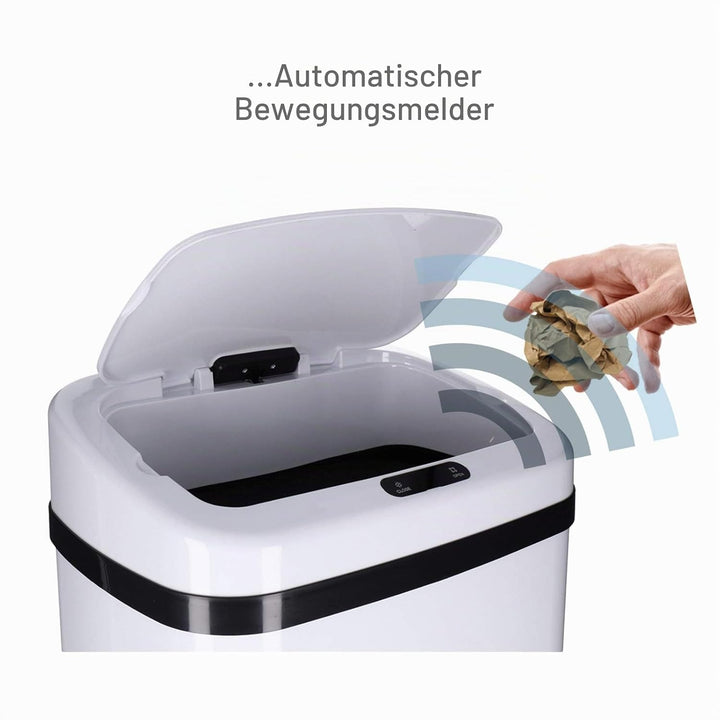 Automatischer Mülleimer mit Sensor 30-60 Liter - rostfreier Abfalleimer mit Bewegungssensor und Klem