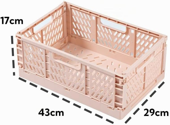 4 Stück Rosa Klappbox 43×29×17cm,Klappkiste Körbe Aufbewahrung Zusammenklappbarer Tragbar Aufbewahru