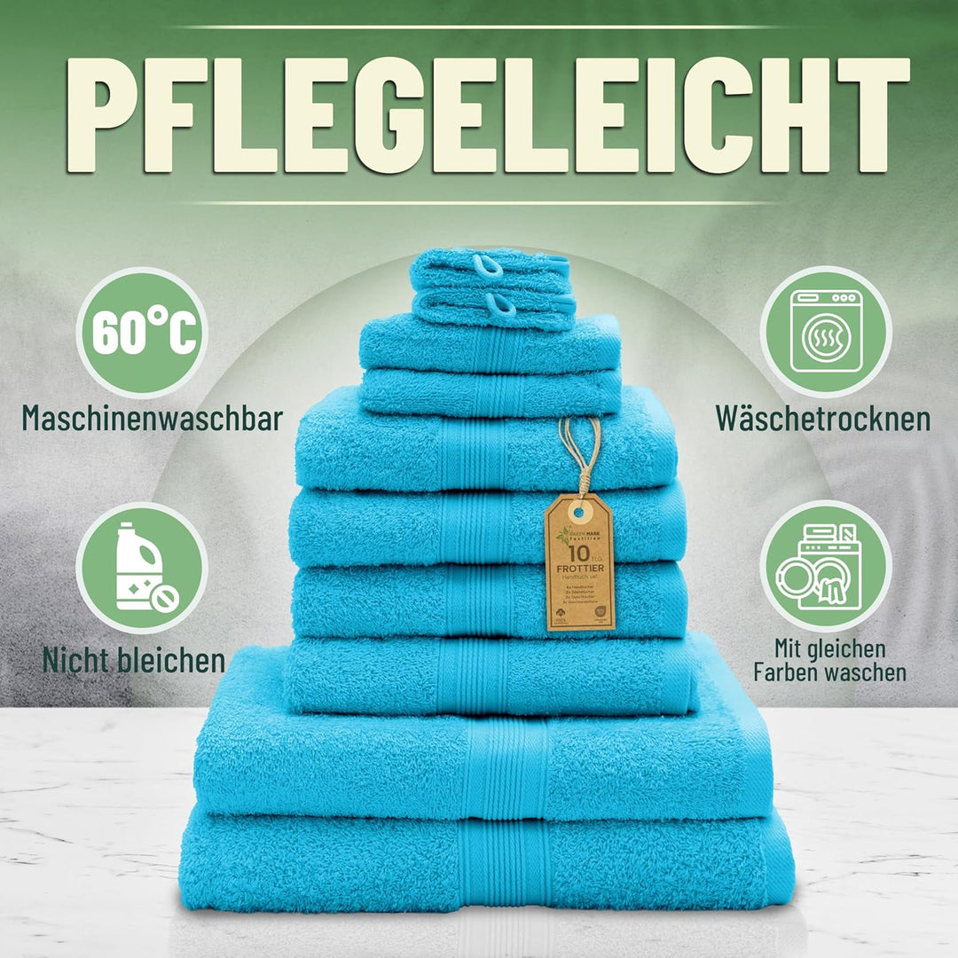 GREEN MARK Textilien 10 TLG. FROTTIER Handtuch-Set mit verschiedenen Grössen 4X Handtücher, 2X Dusch