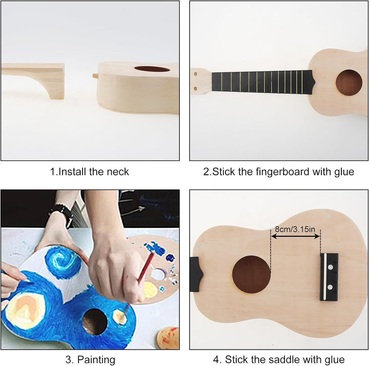 OriGlam DIY Ukulele Kit, machen Sie Ihre eigene Ukulele DIY Kit, Sopran Hawaii Ukulele, Ukulele, Haw