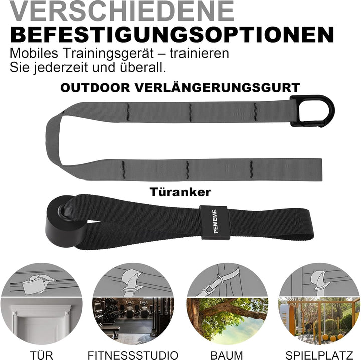 Schlingentrainer für Zuhause, Sling Trainer Set für Ganzkörpertraining mit Türanker, Verstellbaren T