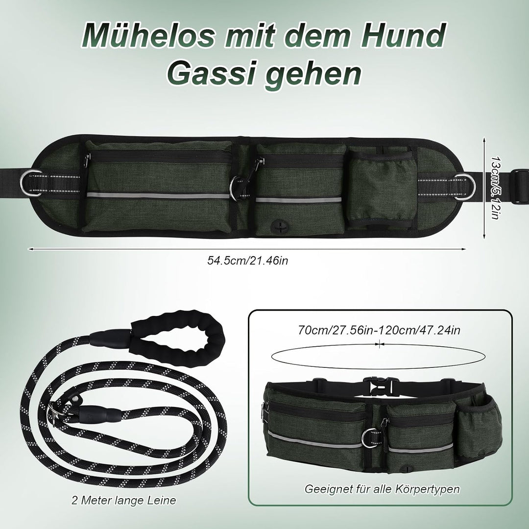 Leckerlitasche für Hunde mit Leine, Gassi Tasche Hund, Polyester