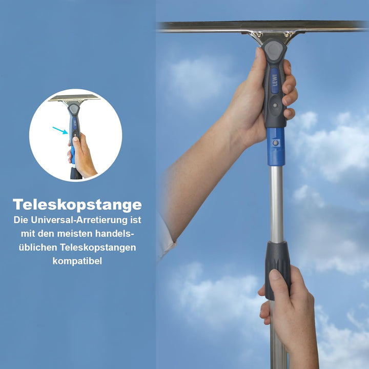 Putzen wie die Profis Teleskopstange 2-teilig (2x60cm), rostfreies Aluminium + leicht, stufenlos ein
