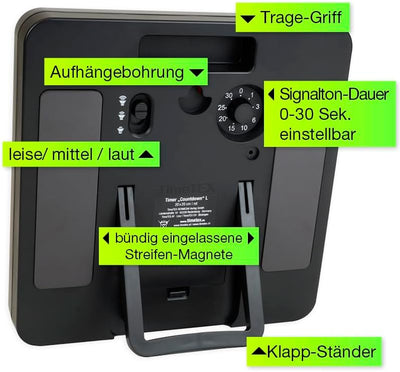 TimeTEX - Timer "Countdown" L Blau | Präziser Timer für vielseitige Zeitmessungen mit praktischen Fu