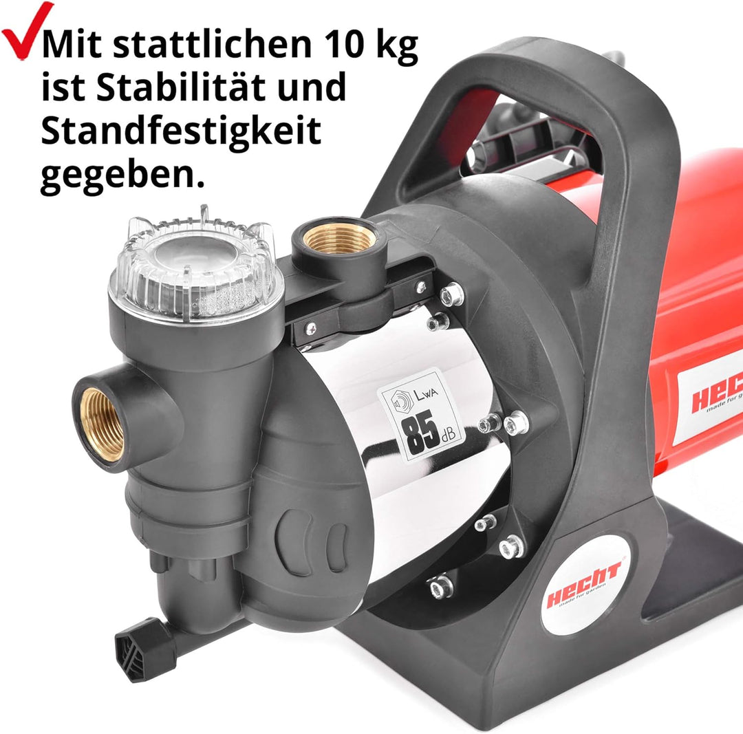 HECHT Kreiselpumpe – leistungsstarke Wasserpumpe mit 1100 Watt (230V), max. 4,5 bar Druck, 4600 l/h