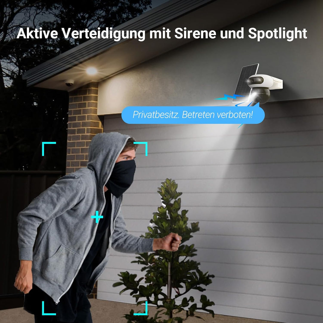 EZVIZ 4G Überwachungskamera Aussen Solar mit 10400mAh Akku, 4MP+4MP Dual-lens, 360° PTZ Auto-Track,