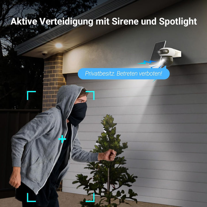 EZVIZ 4G Überwachungskamera Aussen Solar mit 10400mAh Akku, 4MP+4MP Dual-lens, 360° PTZ Auto-Track,