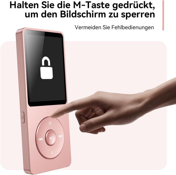AGPTEK 64GB MP3 Player Bluetooth 5.3 mit Lautsprecher, 40 Stunden Akkulaufzeit Kleiner und klassisch