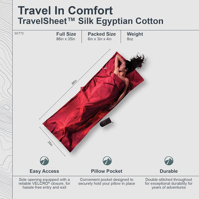 Cocoon Seiden-Baumwollschlafsack Travel Sheet - Silk/Cotton - Natur Mönchsrot 86"x35", Mönchsrot 86"