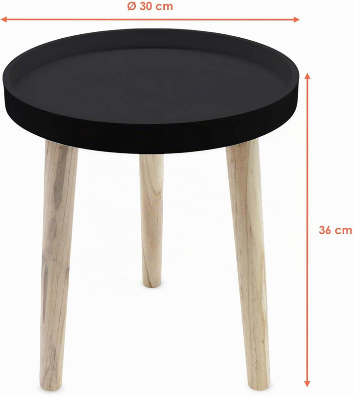 Spetebo Deko Holz Tisch 36x30 cm - schwarz - Kleiner Beistelltisch Couchtisch Sofatisch, Schwarz