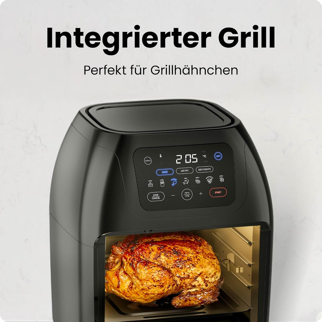 Chefman Multifunktionale Digitale Heissluftfritteuse + Rotisserie, Dörrautomat, Konvektion, 17 Touch