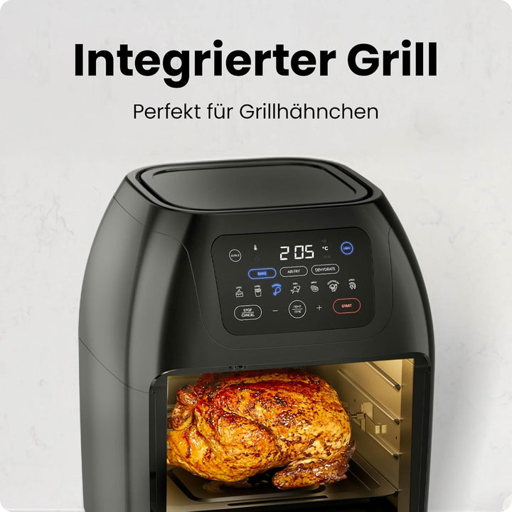 Chefman Multifunktionale Digitale Heissluftfritteuse + Rotisserie, Dörrautomat, Konvektion, 17 Touch
