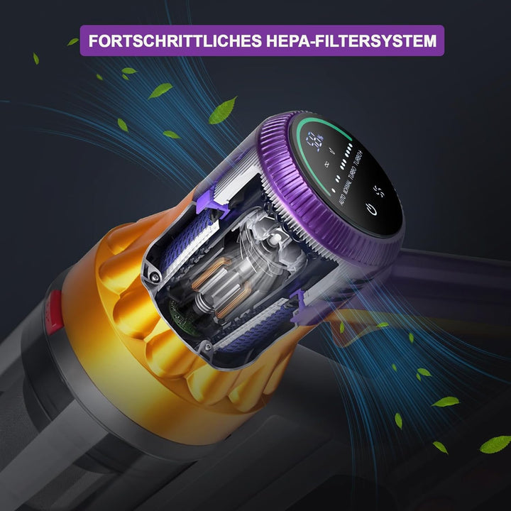 JADOGAR 45 kPa/550 W 3000 mAh akku staubsauger mit LED-Anzeige, Leichter staubsauger kabellos, H13-H