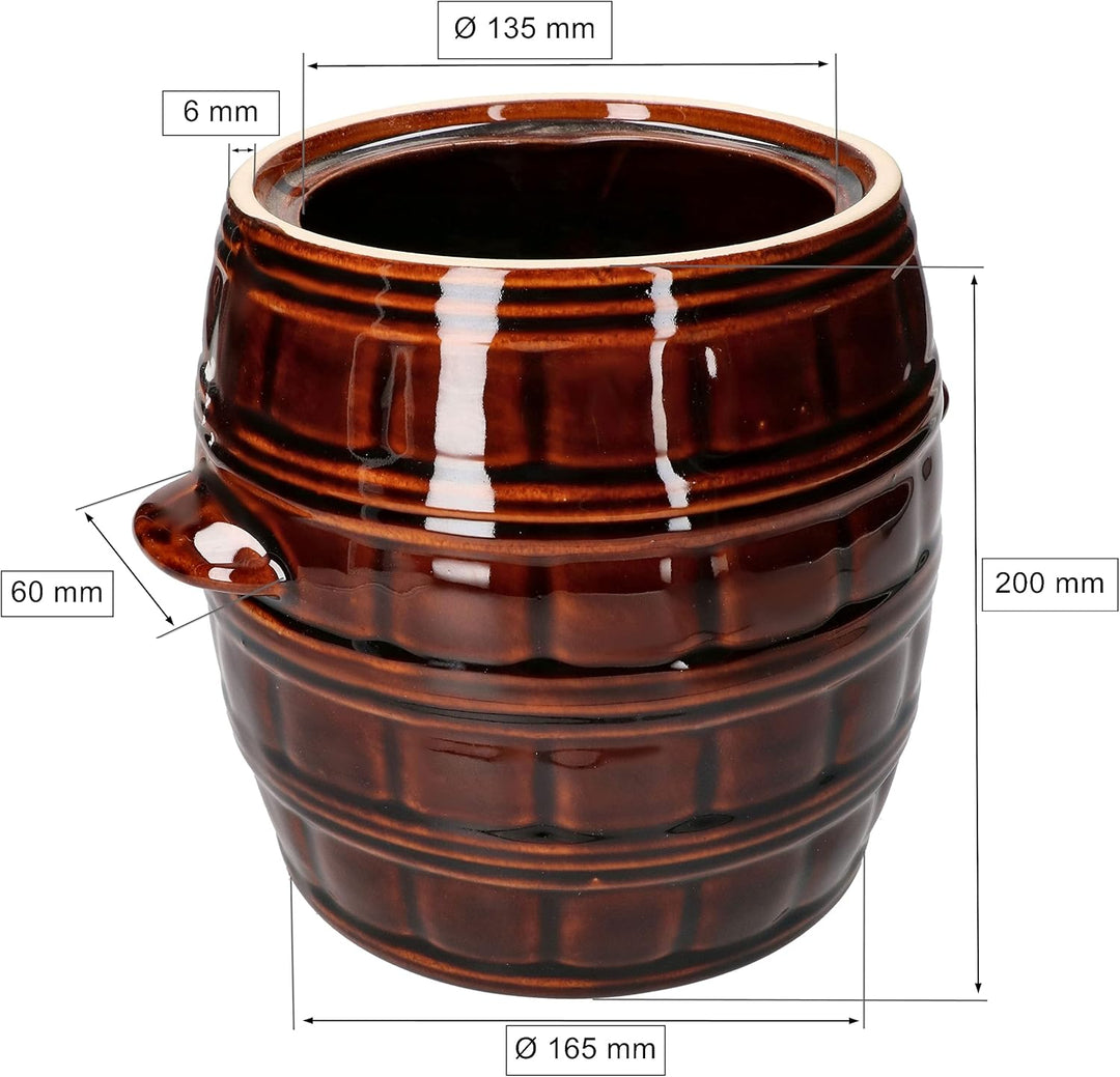 KOTARBAU® Keramiktopf 5 L Steinguttopf Sauerkrauttopf zum Einlegen von Speisen, 5 L