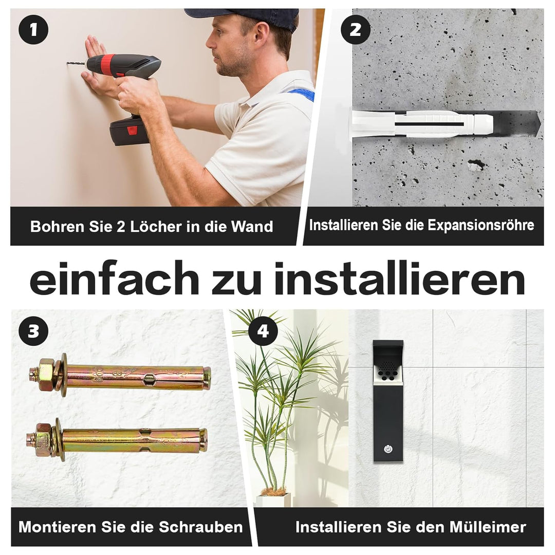 Kommerzielle Mülleimer für den Aussenbereich, Wandmontierter Küchenabfalleimer mit Schlüssel, 2.3L s