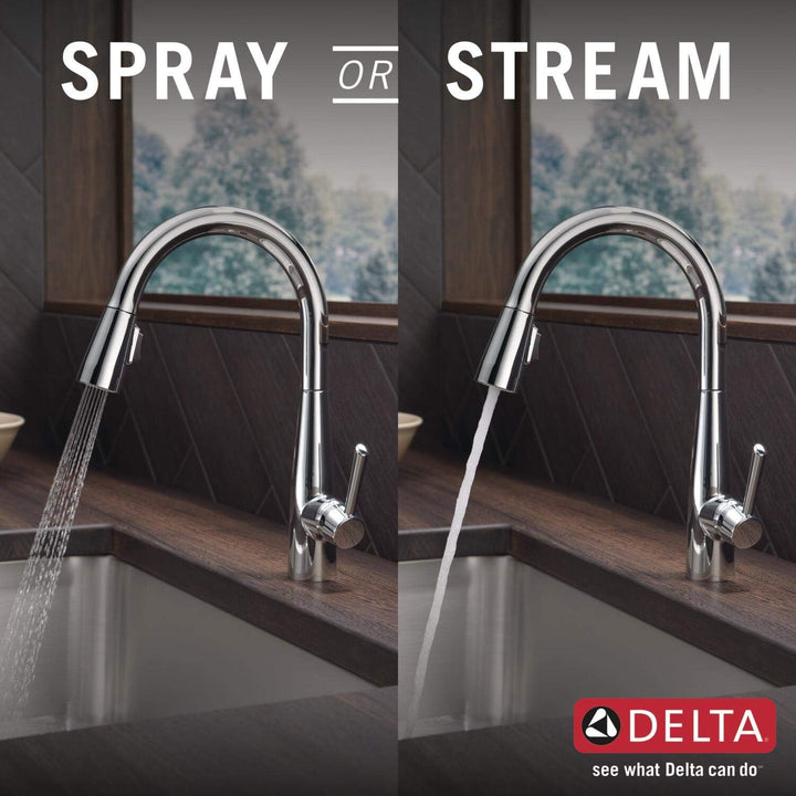 Delta Wasserhahn Essa Single Griff Pull-Down-Küchenarmatur mit magnetischem Docking Chrome Standard,