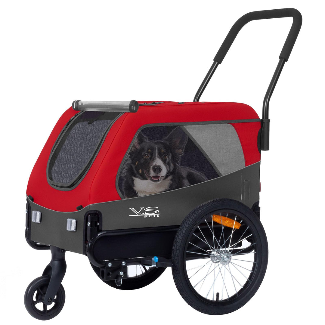 Tiggo VS Medium Hundeanhänger &amp; Buggy 2in1 Fahrradanhänger Hundebuggy Jogger für Hunden bis 23kg Rot