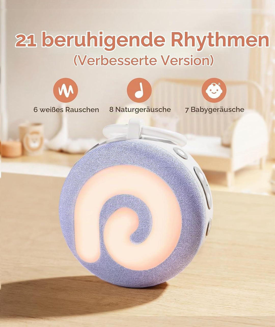 Dreamegg D11 Violet White Noise Machine Baby, Einschlafhilfe Baby Weisses Rauschen Violett, Violett