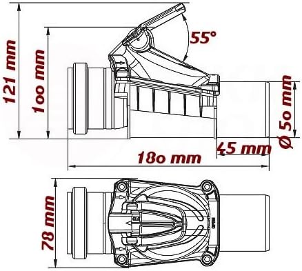 Rückstauverschluss Rückstauklappe DN 50 mm weiss grau Rückstauventil KG HT Rohr 8. Ø 50P grau