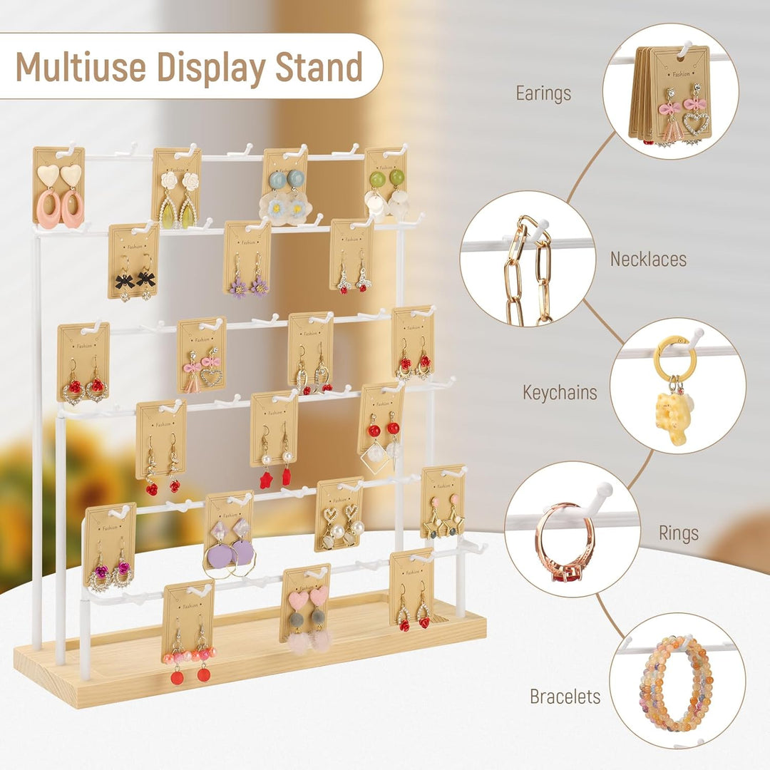 Ohrring-Display für Händler, 6 Etagen, 42 Haken, Holz, Ohrring-Präsentationsständer für Ohrringe, Ha