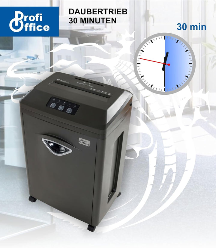 Aktenvernichter Super Micro Nano Cut Partikelschnitt P-7 Profi Office Alligator 305 M - 5 Blatt, 30