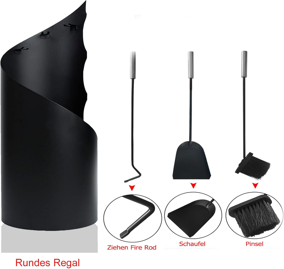 Kaminbesteck Mit 3 teilig modern kaminofen zubehör-Kaminschaufel, Ascheschaufel, Ständer,Mit griff K