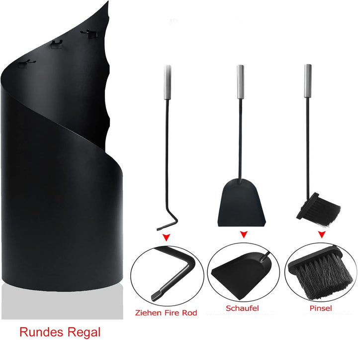 Kaminbesteck Mit 3 teilig modern kaminofen zubehör-Kaminschaufel, Ascheschaufel, Ständer,Mit griff K