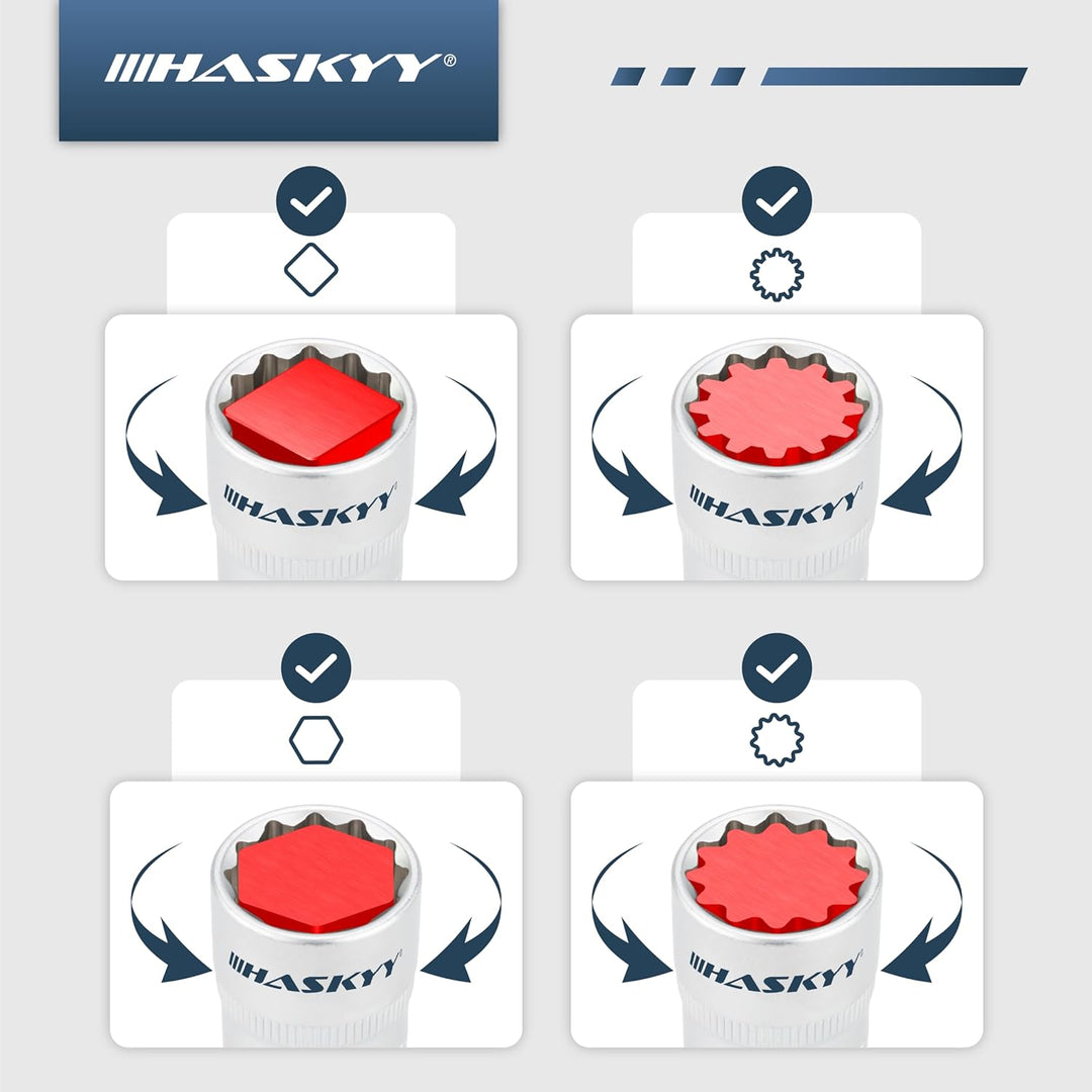 HASKYY® Vielzahn Nusskasten Nüsse Steckschlüssel 8-36mm Satz